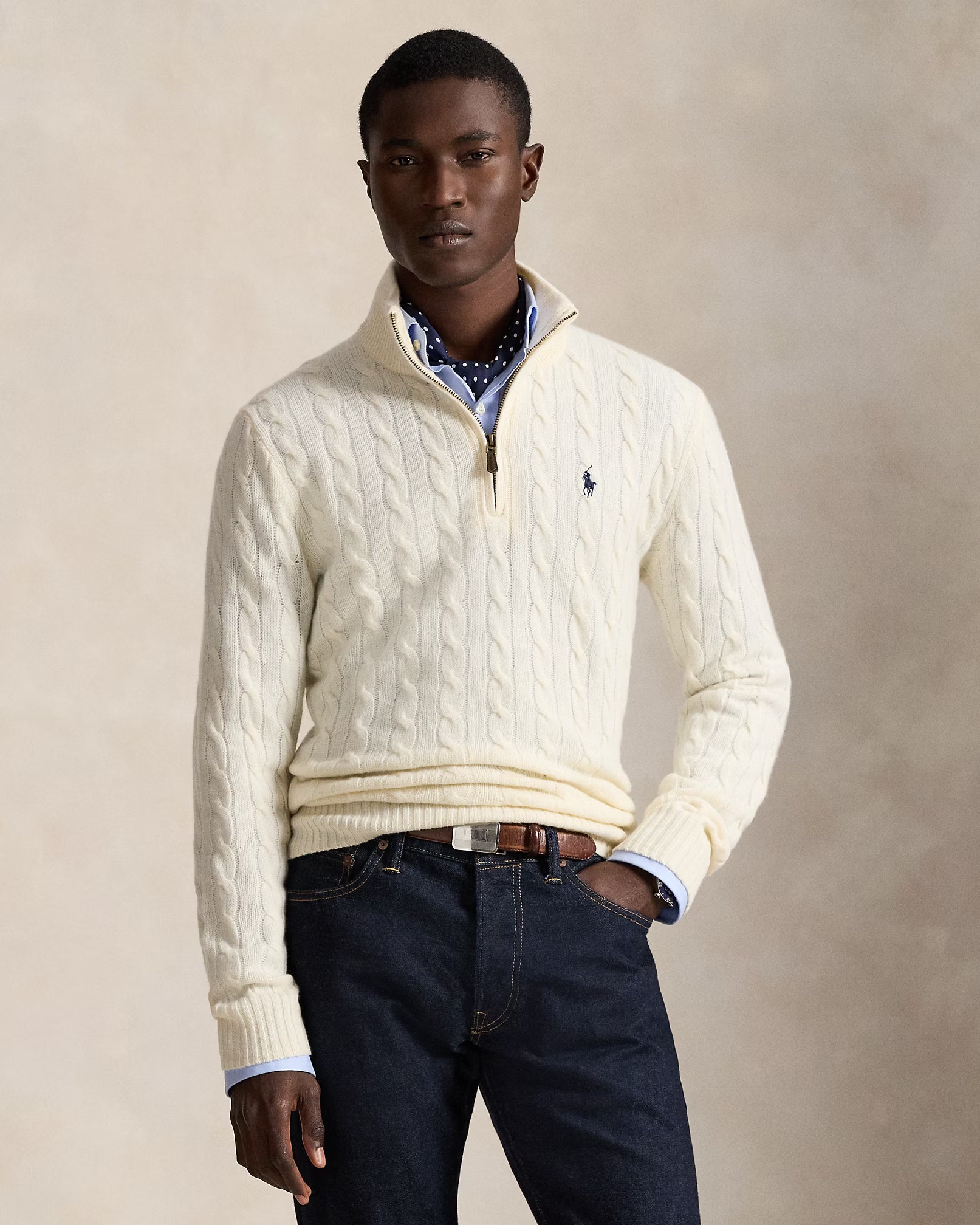 Jersey de lana y cachemira con tejido de punto trenzado