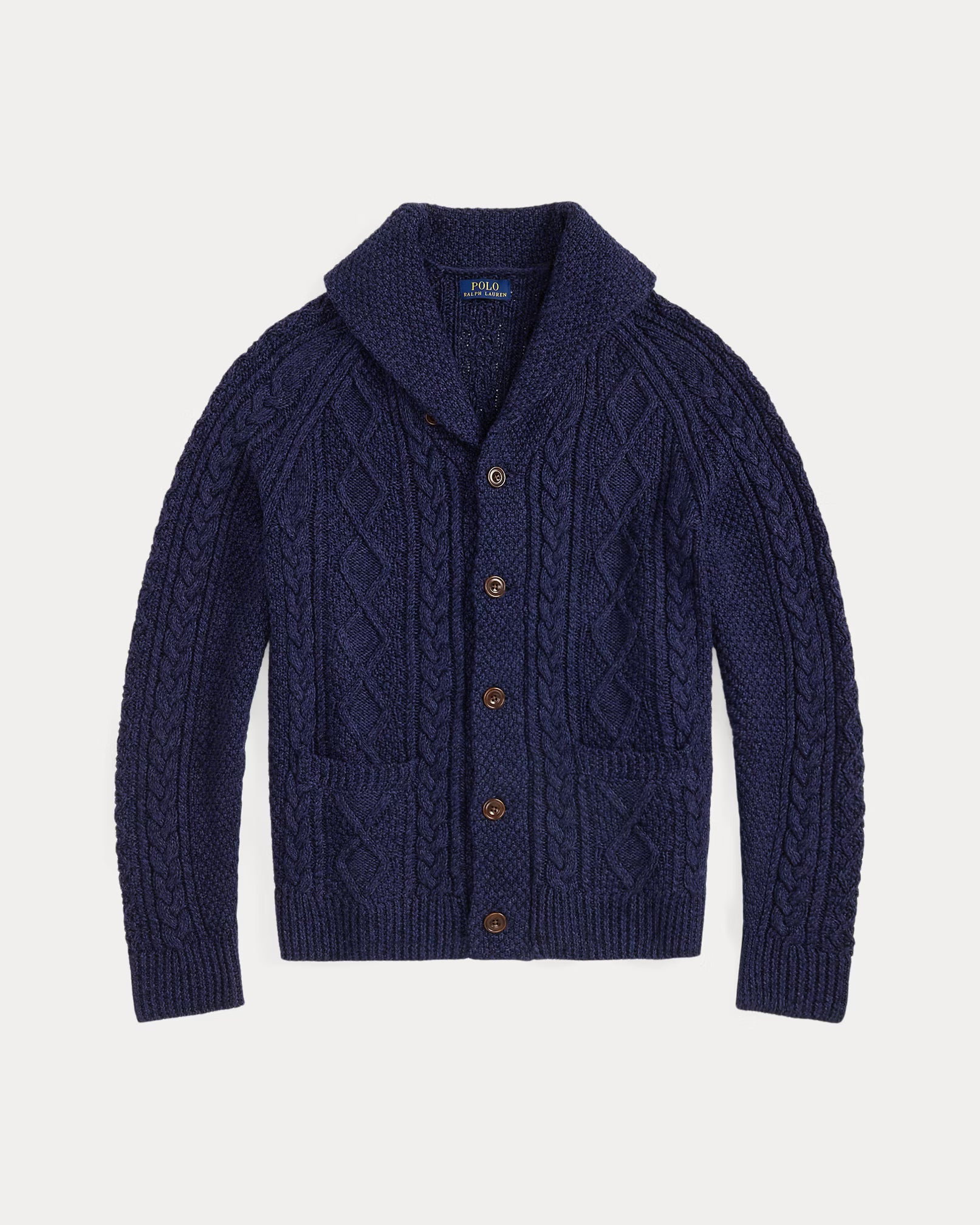 Chaleco de algodón tejido a mano con cuello chal