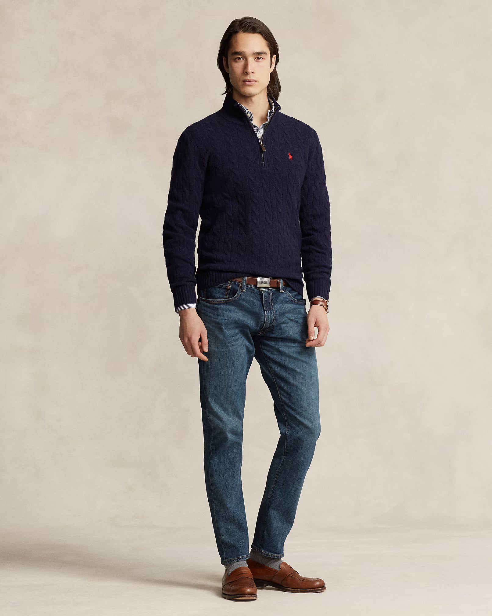 Jersey de lana y cachemira con tejido de punto trenzado