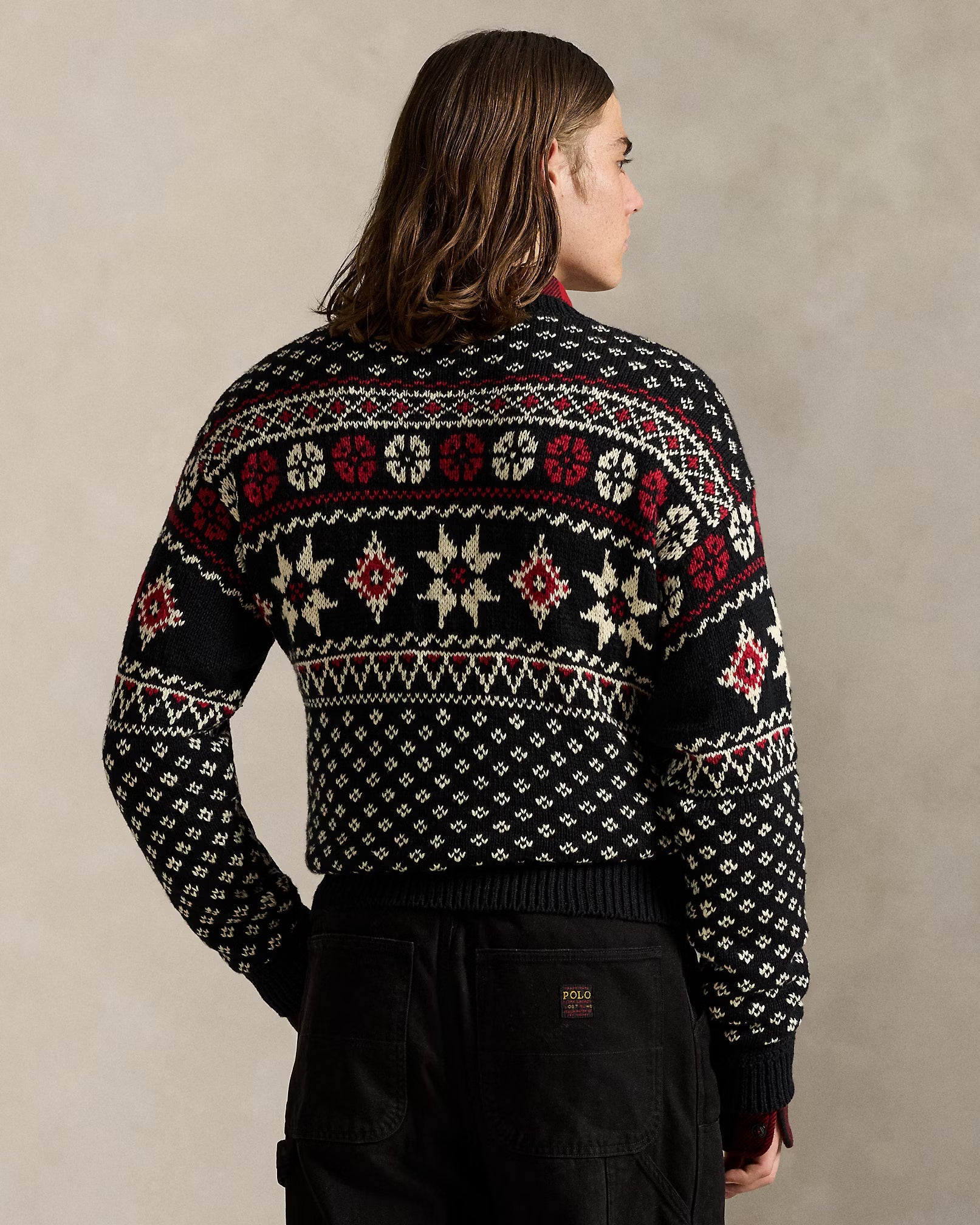 Katoenen-kasjmier trui met sneeuwvlokken