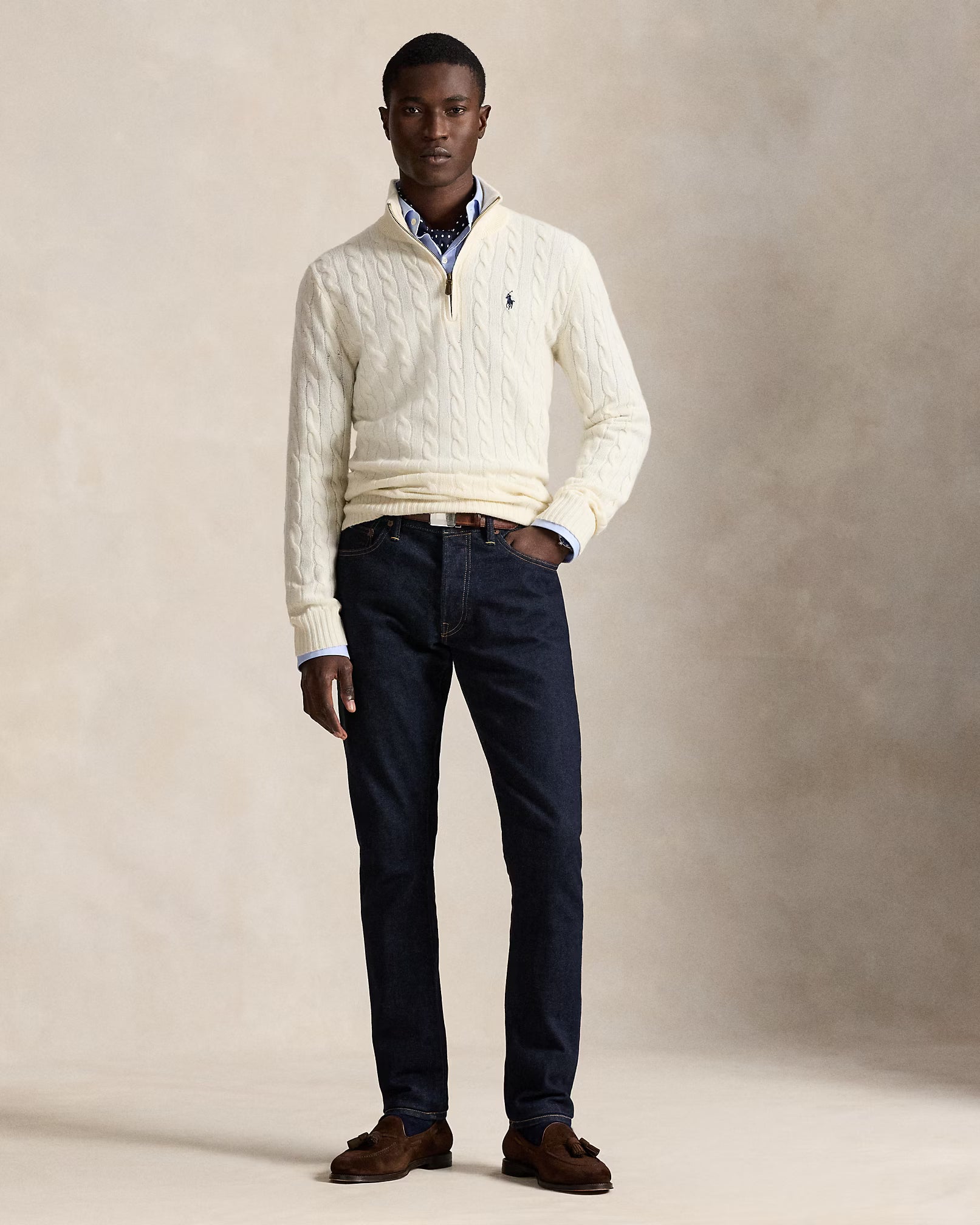 Jersey de lana y cachemira con tejido de punto trenzado