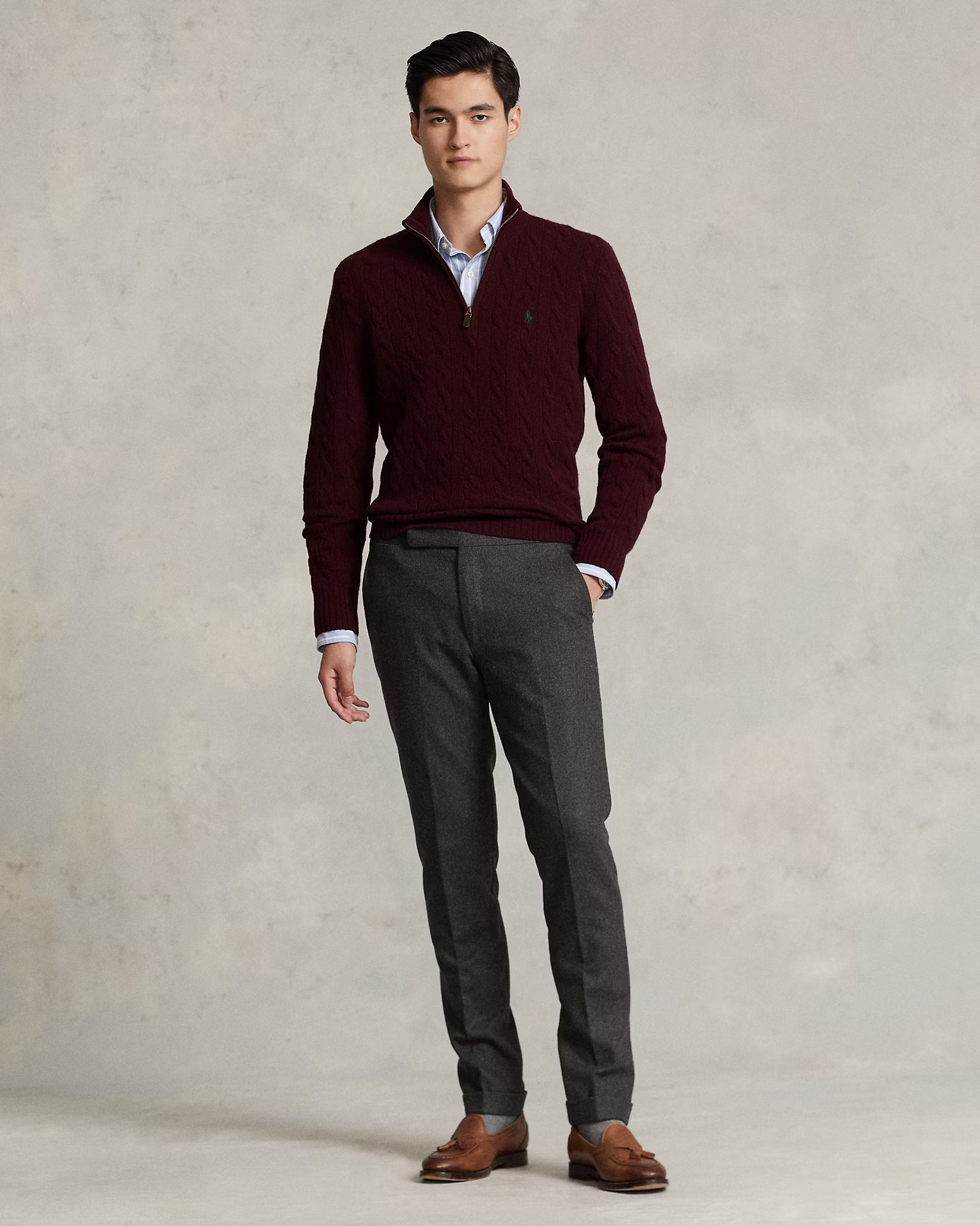 Jersey de lana y cachemira con tejido de punto trenzado