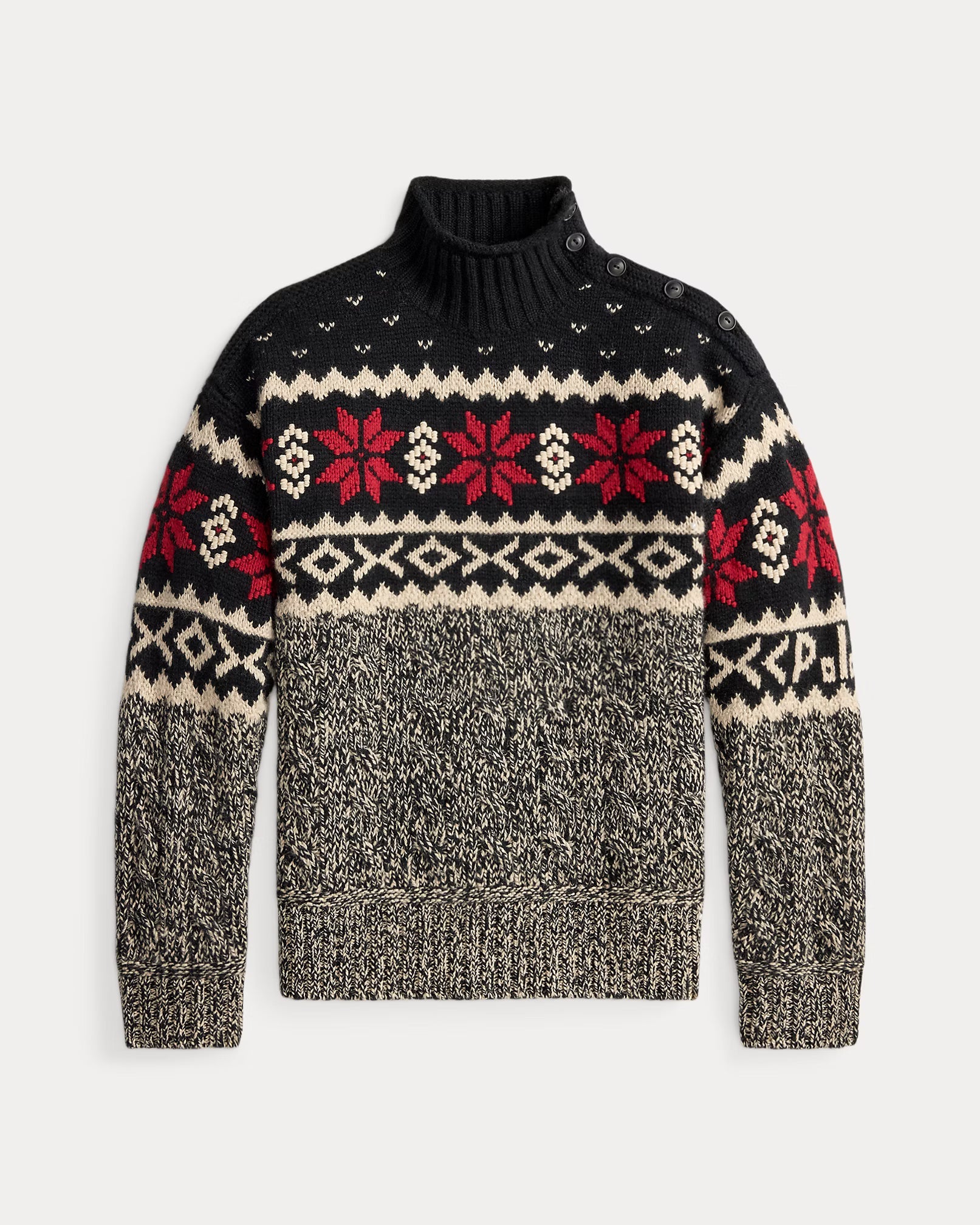 Jersey de cuello alto de mezcla de lana con copos de nieve