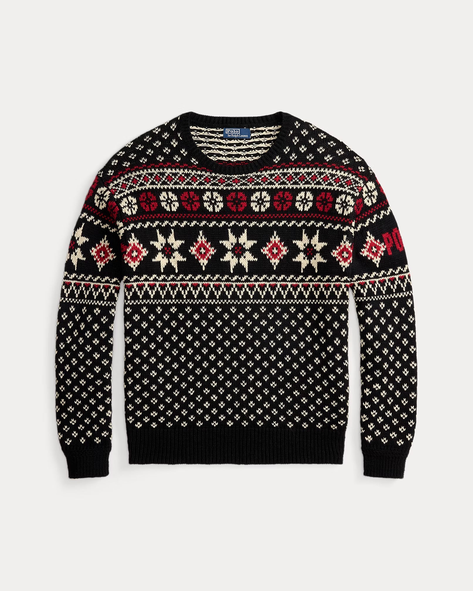 Katoenen-kasjmier trui met sneeuwvlokken