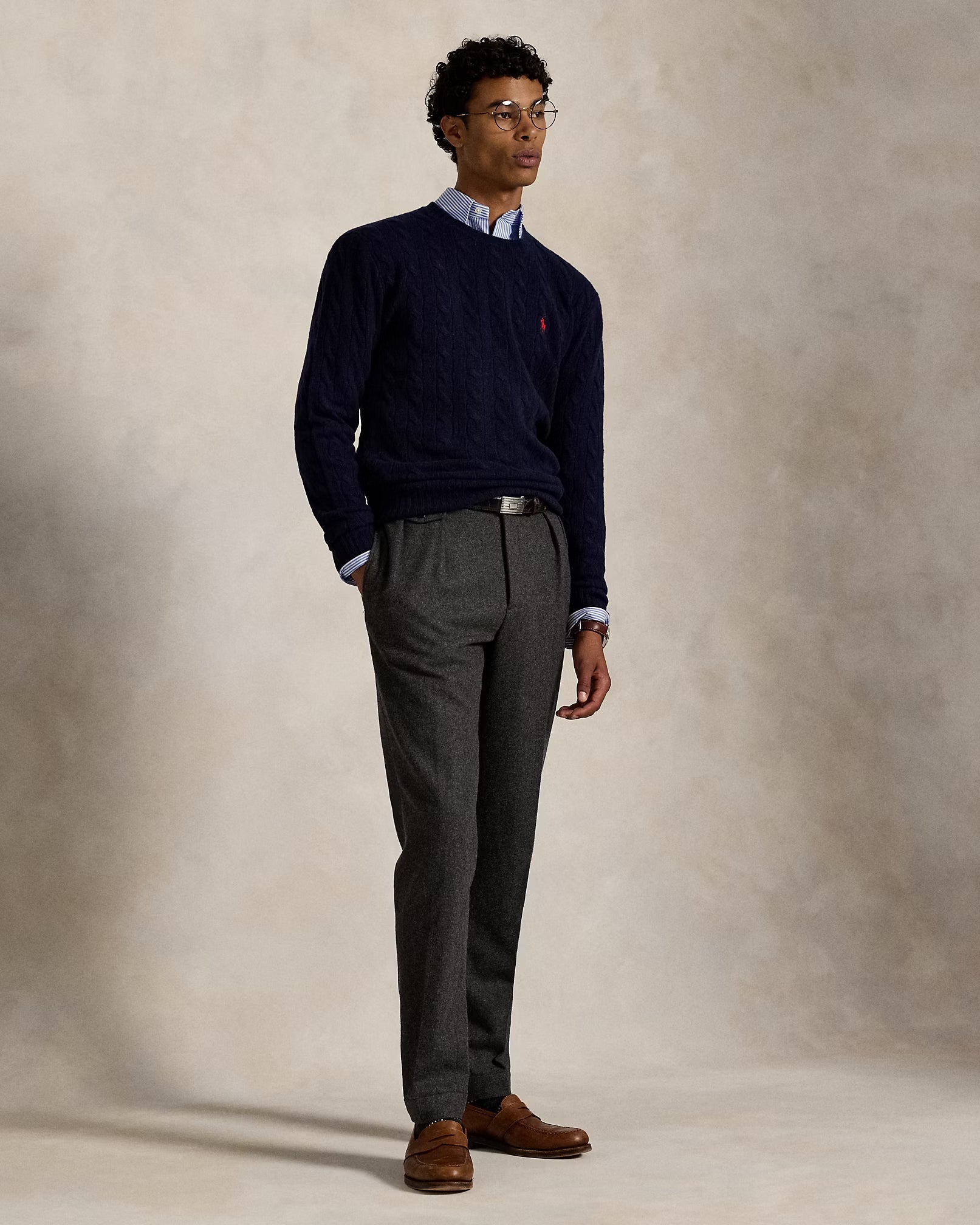 Jersey de lana y cachemira tejido con cable