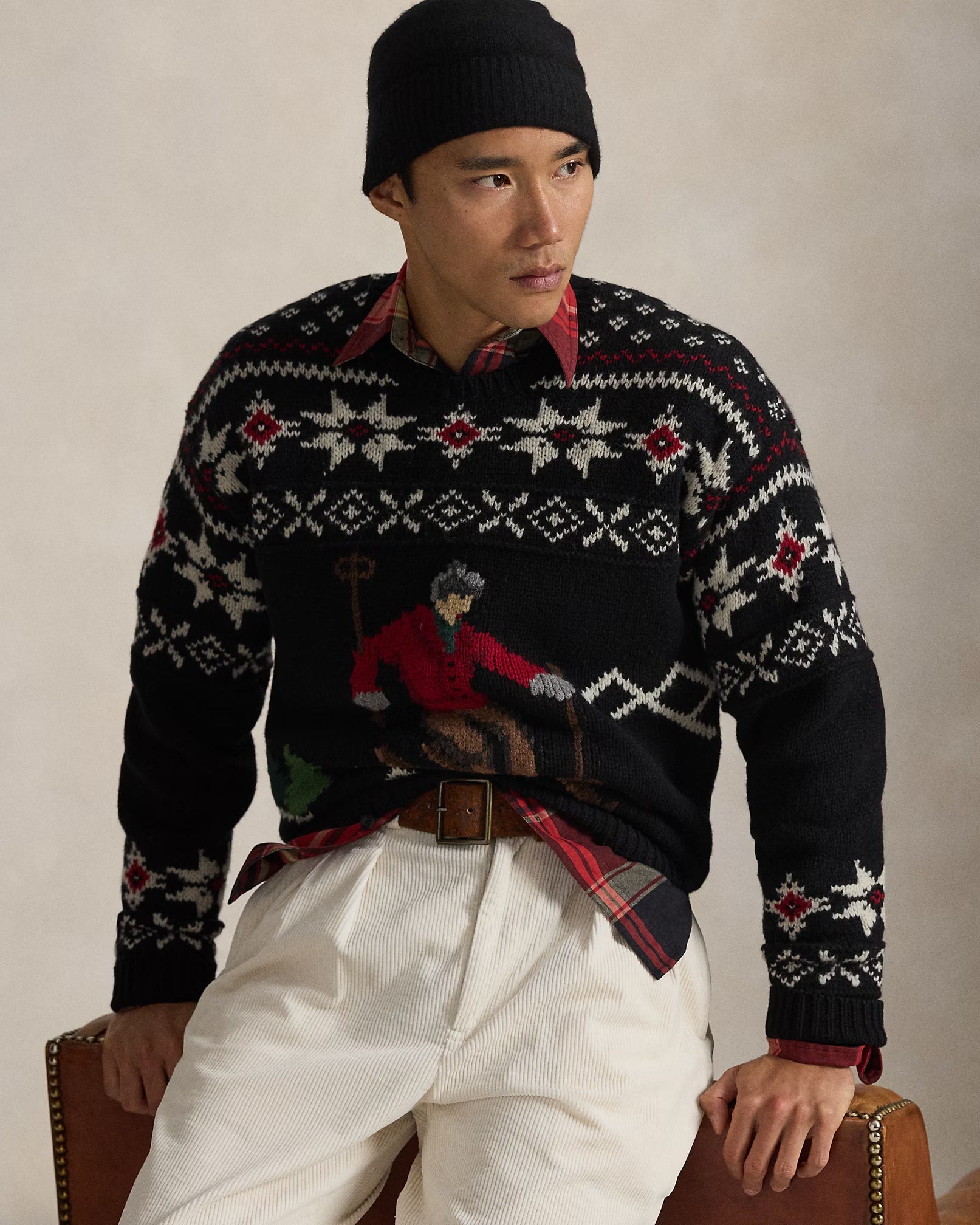 Jersey de lana con imagen de esquiador